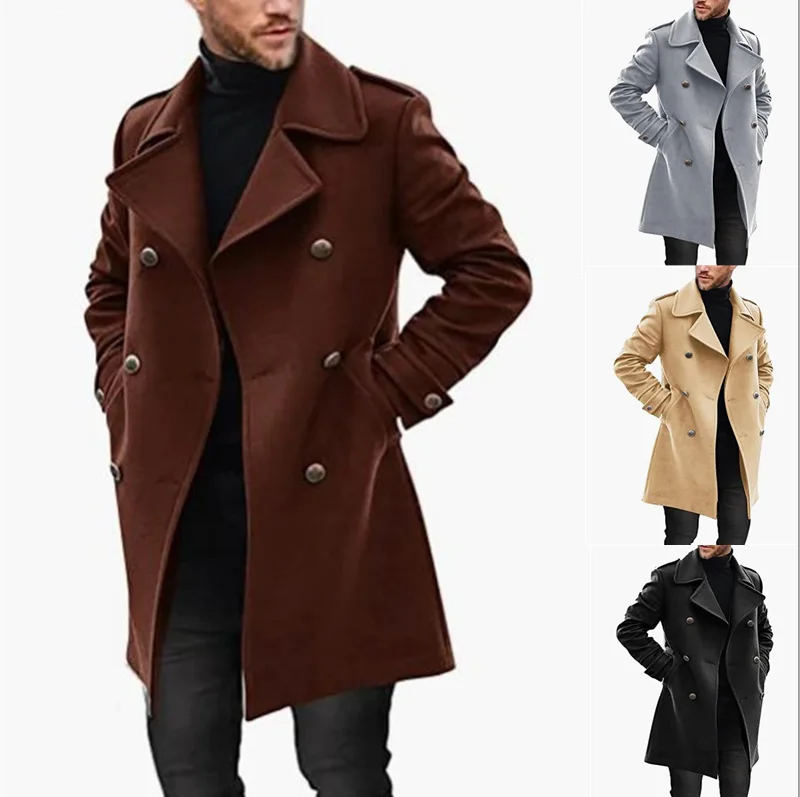 Hot Sale Jacket Autumn Winter Solid Color Overcoat Casual Trench