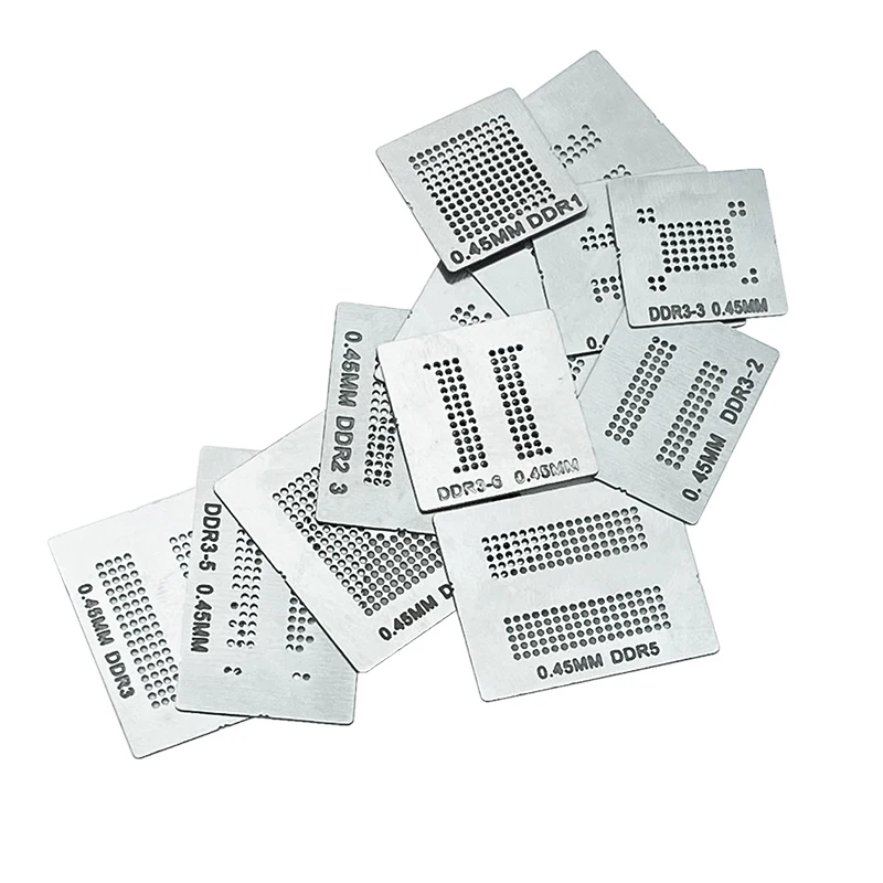 12pcs BGA Reball Reballing Stencil Template Direct Heating for DDR Memory Stencil