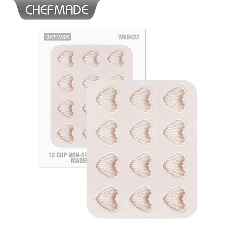 New 12 Cup Nonstick Heart Shaped Madeleine Cupcake Baking Cake Tray