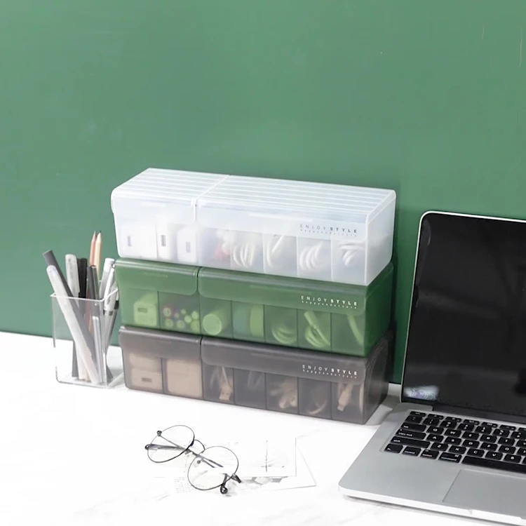 Wholesale Desktop Data Cable Storage Mobile Phone Charger Charging Cable Sorting Grid Winder Power Cord Storage Box