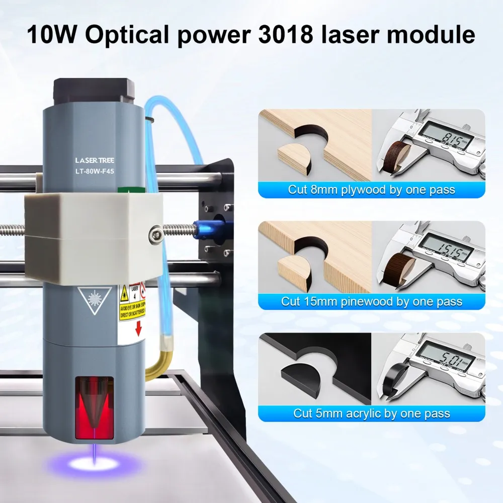 LASER TREE 80W Engraving Laser Module 10W Optical Power Diode CNC Laser Head Kit for 3018 CNC Engraving Cutting Machine Router