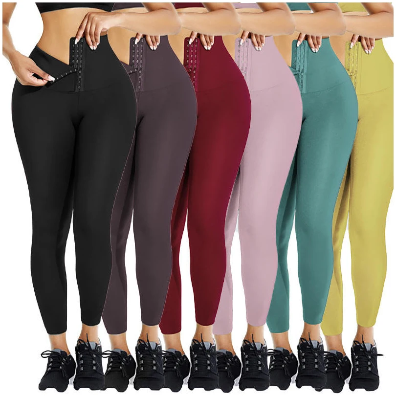 S020 Custom Logo High Waist Neoprene Sauna Pants Women Fitness Lose Weight Tummy Control Waist Trainer Corset Leggings