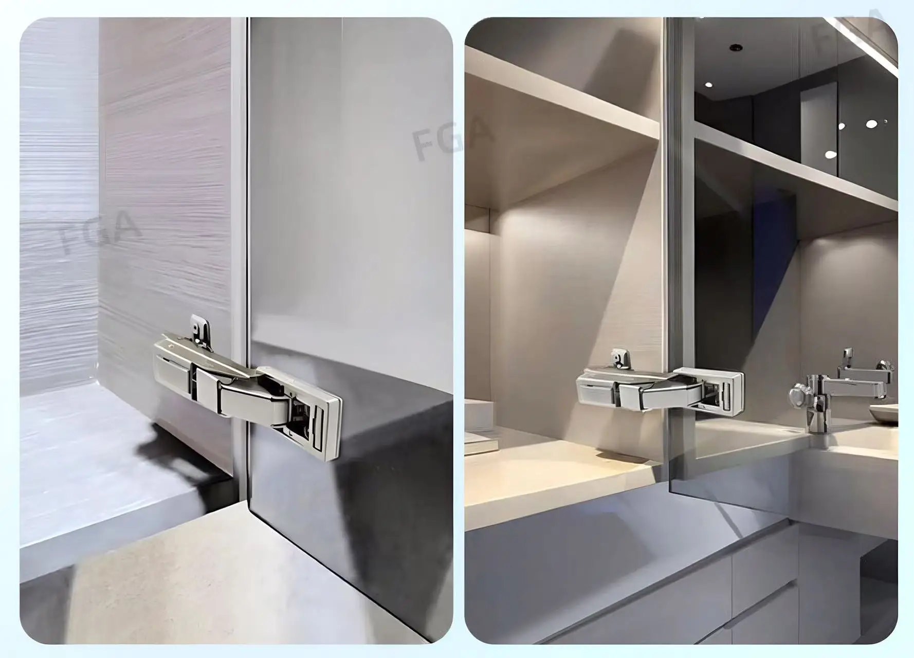 110 Degree Frameless Glass Door Hinge Mirror Damping Zinc Alloy