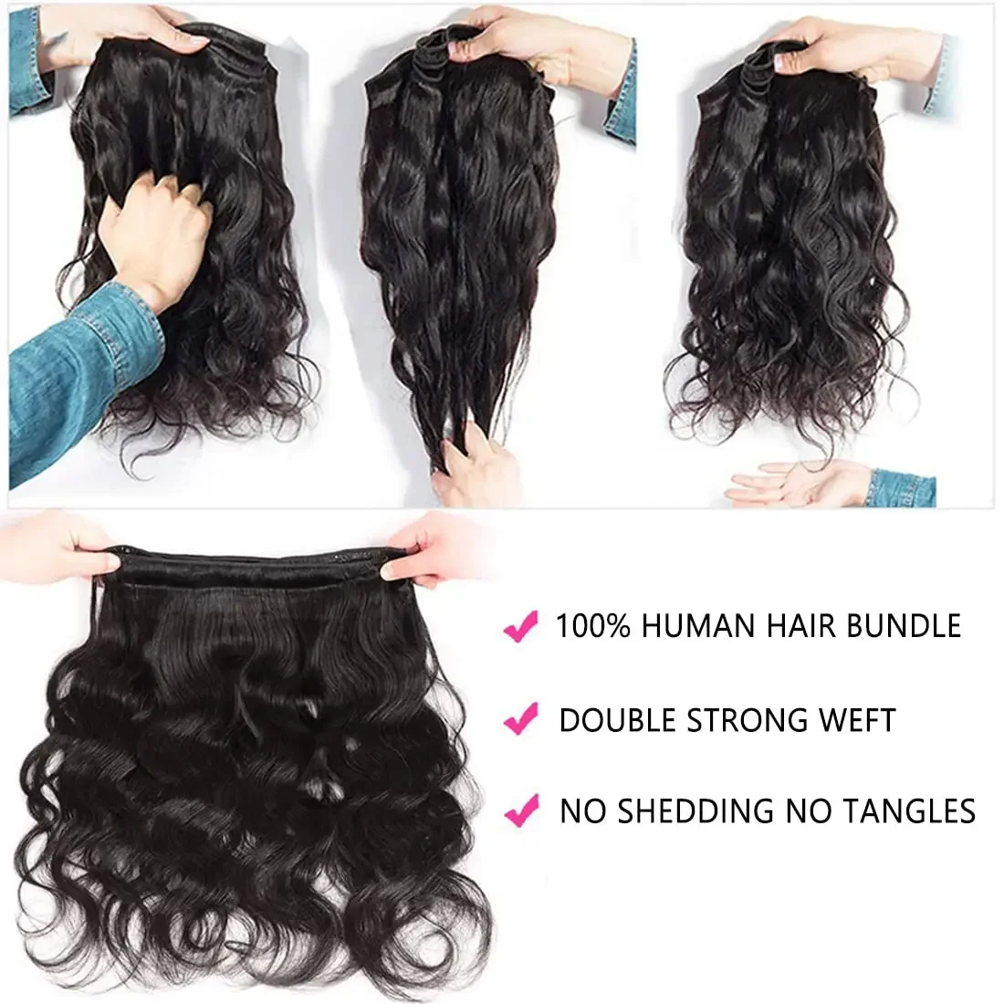 Body Wave Human Hair Bundles Brazilian 100 Human Hair Full Thick Bundles 14-30 Inch_voghion.com