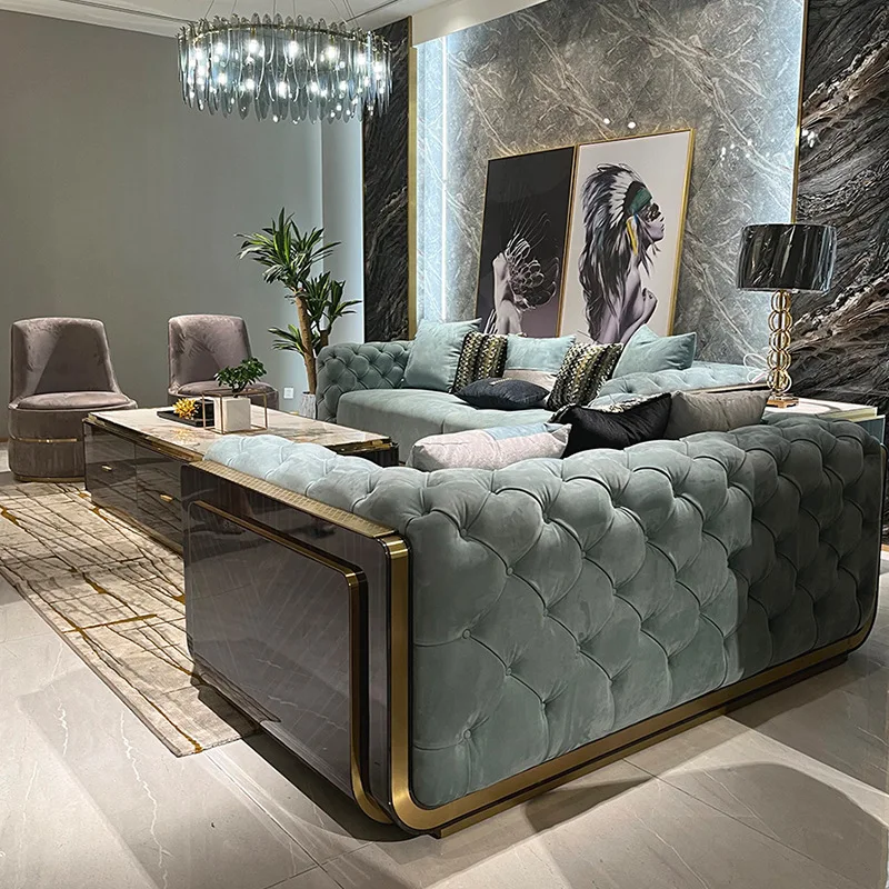 Italian Style Luxury Frosted Leather Sofa for Modern Living