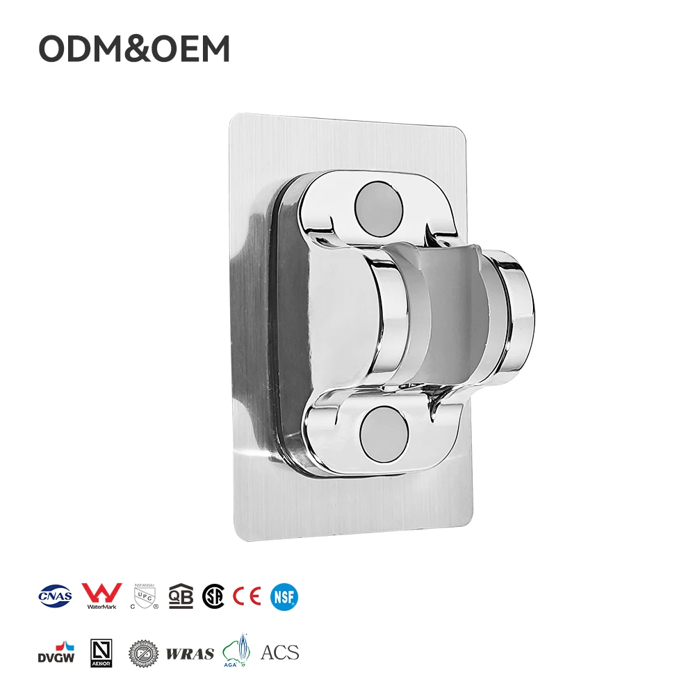 FANSKI in Stock Modern ABS Chrome Surface Wall-Mounted Adjustable Shower Hand Holder with Strong Adhesive Bracket for Bathroom