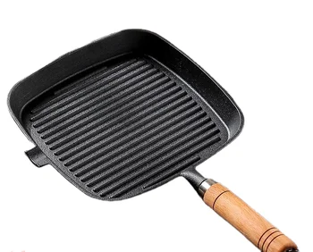 Square Pre-Seasoned Cast Iron Grill Pan for Outdoor Camping Healthy Steak & BBQ Frying Square Shape Frypan