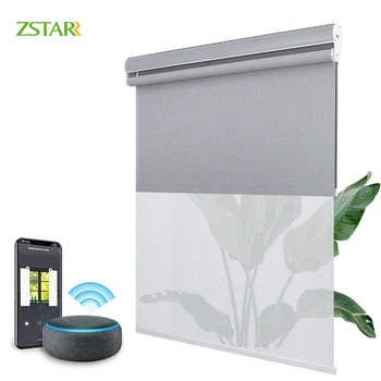 ZSTARR Smart Motorised Double Layer Blackout and Light Filtering 2-in-1 Day and Night Window Roller Blind