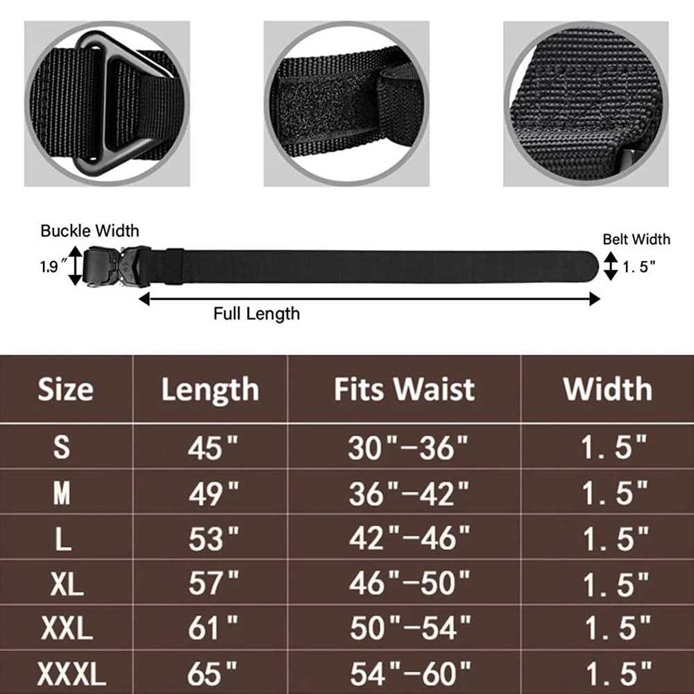 Waterproof Multifunctional Fashionable Adjustable Training Tactical Belt Durable Men Nylon Work Heavy Duty Belt