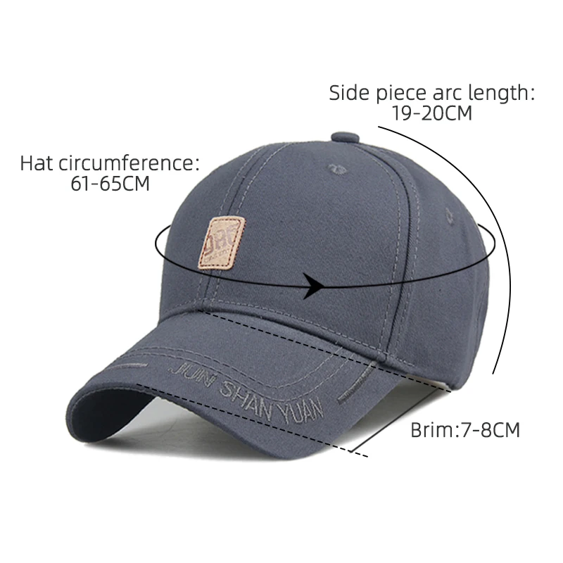 Baseball Cap Adjustable - Six Panel Caps with Leather Patch