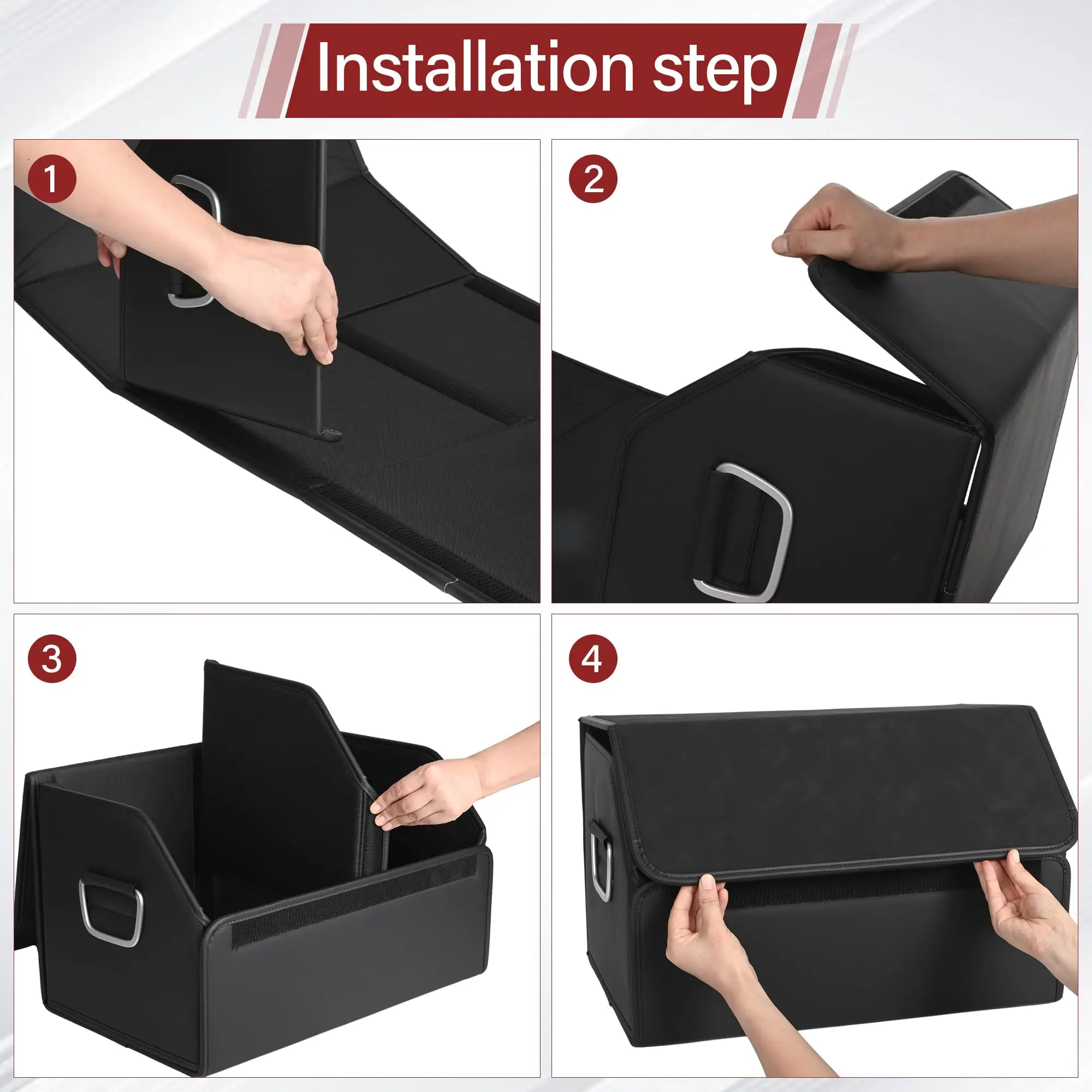 Factory Custom Leather Trunk Organizer, Large Soft Car Organizers Storage,foldable,with Lip, for Car SUV/Jeep/Sedan/Home/Camping