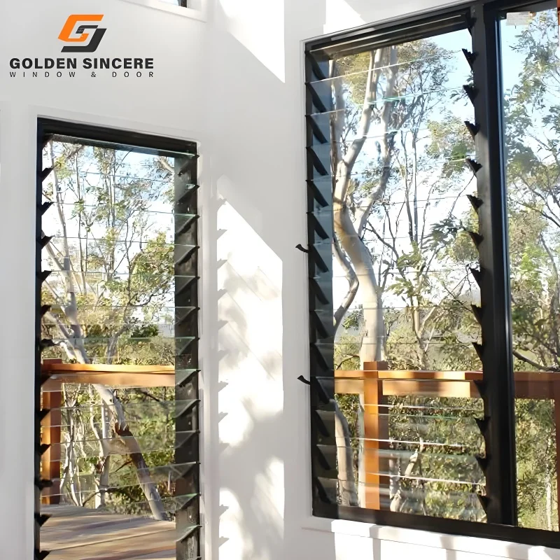 GS Latest Design House Aluminum Window Tempered Glass Louver Blinds ...