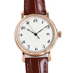 New High-end Men's Mechanical Watch with Metal case Genuine Leather Strap Sapphire Crystal High-quality Business Automatic Watch