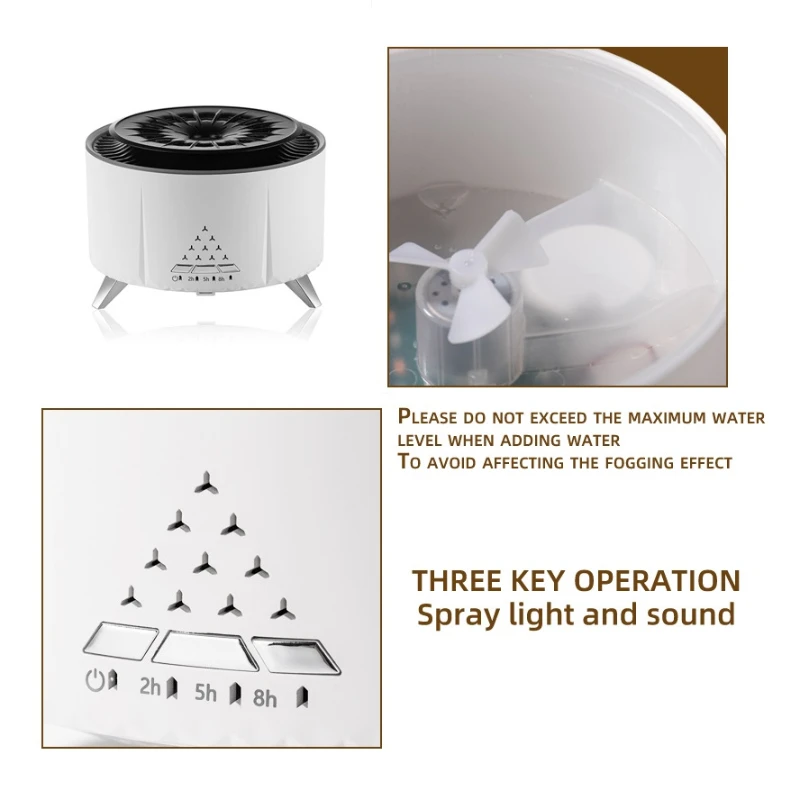 Hot Selling Tabletop Volcano Diffuser Difusor Oil Reup Remote 350ml Aroma Air 350Ml Jellyfish Spray Fire Flame Humidifier