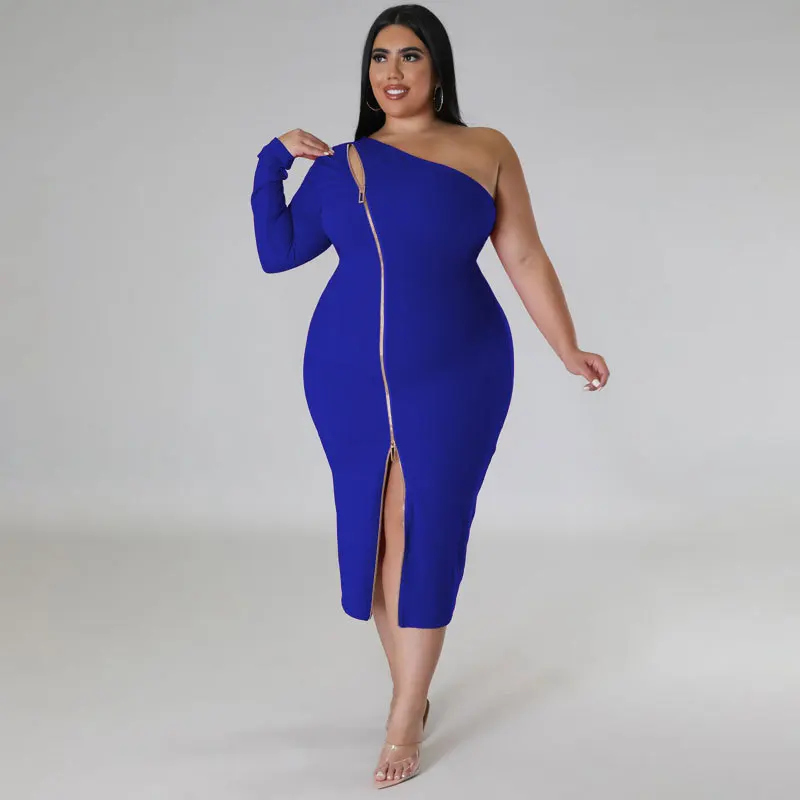 Top Selling Products Plus Size Women's Clothing Sexy off Shoulder One Sleeve Slit Zipper Dress Top Selling Products Plus Size Women's Clothing Sexy off Shoulder One Sleeve Slit Zipper Dress