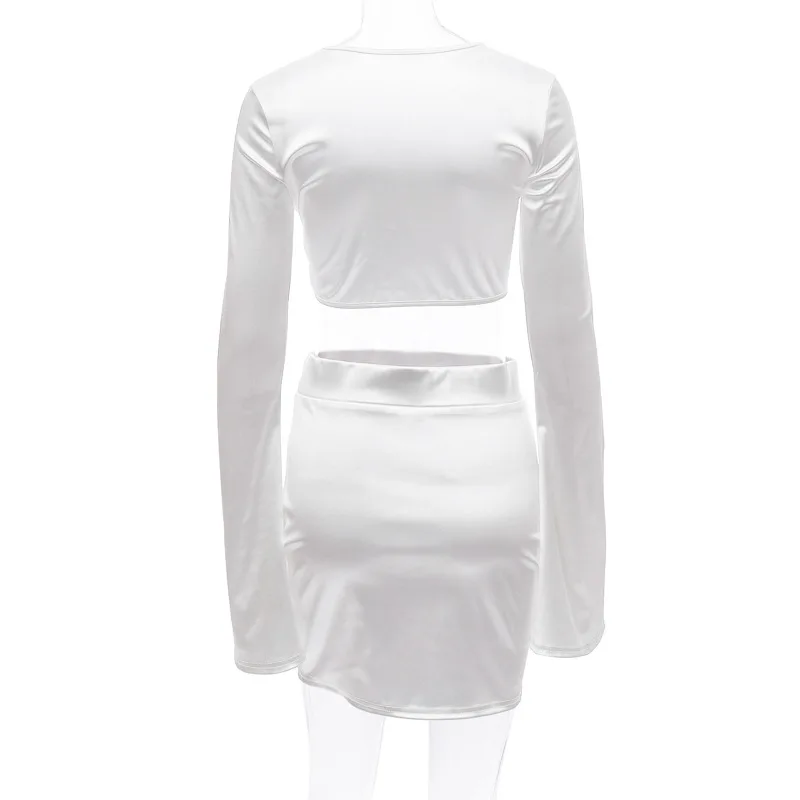 R20496S женский новый 2022 модный осенний комплект с юбкой и коротким топом рукавом-фонариком