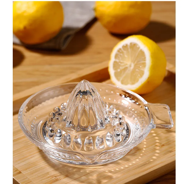 Handheld Lemon Squeezer with Glass and Pour Spout Orange Citrus Juicer with Handle Fruit & Vegetable Tools