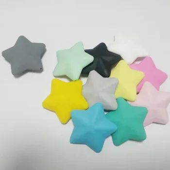 Manufacturer Supplies Baby Teething Necklace Beads Five-Pointed Star Silicone Food Grade Loose Beads Jewelry Making Toys