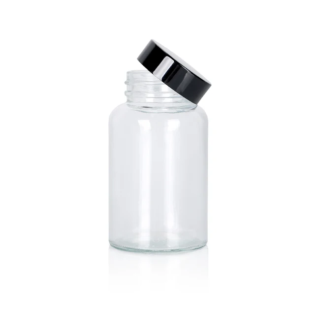 Clear Pharmaceutical Pill Jar Capsule Glass Bottle 2oz 3oz 4oz 6oz for Healthy Supplement with Aluminum Cap or custom