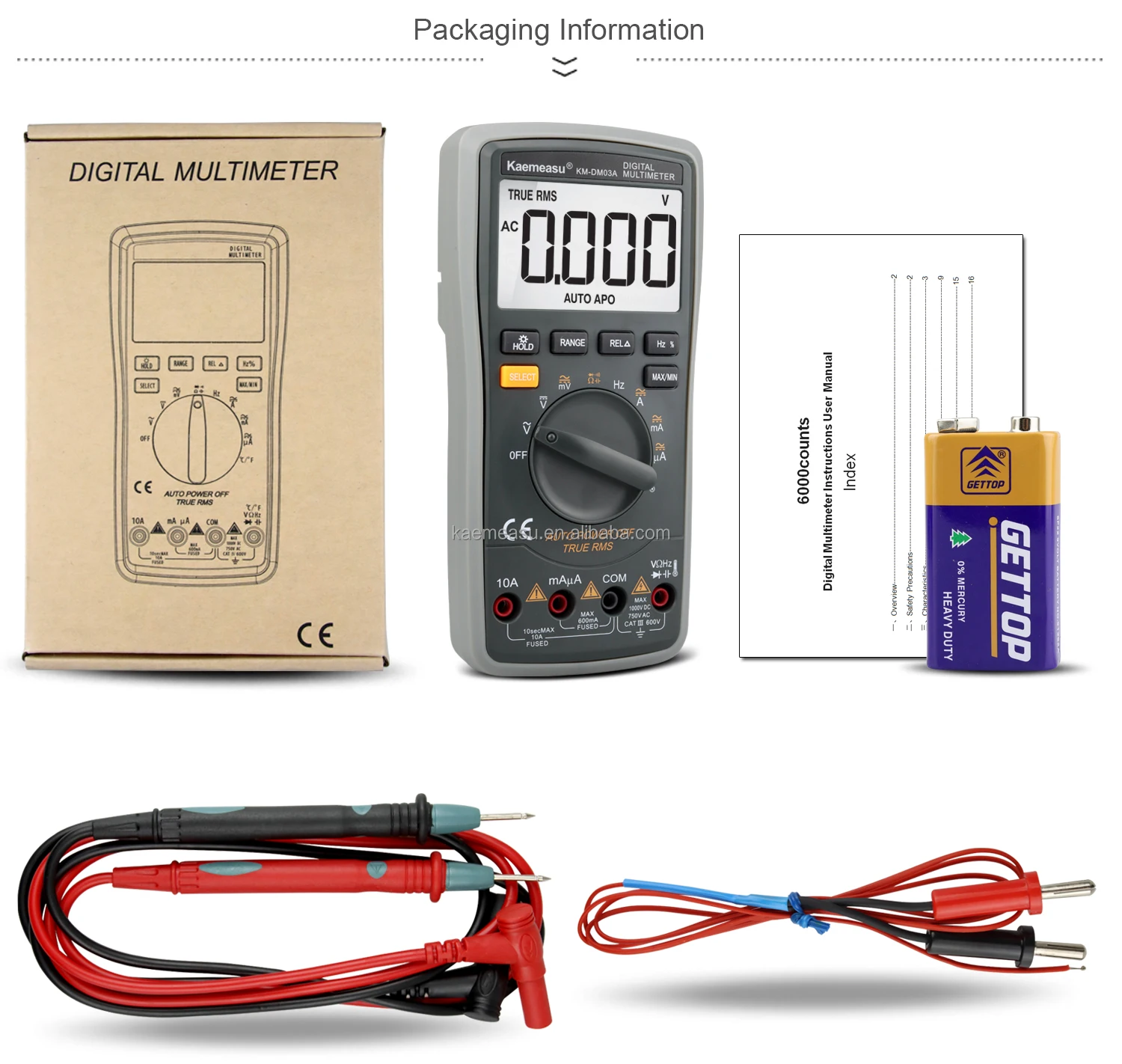 03a Industrial High Precise 6000 Counts Autorange Car Multimeter Ncv