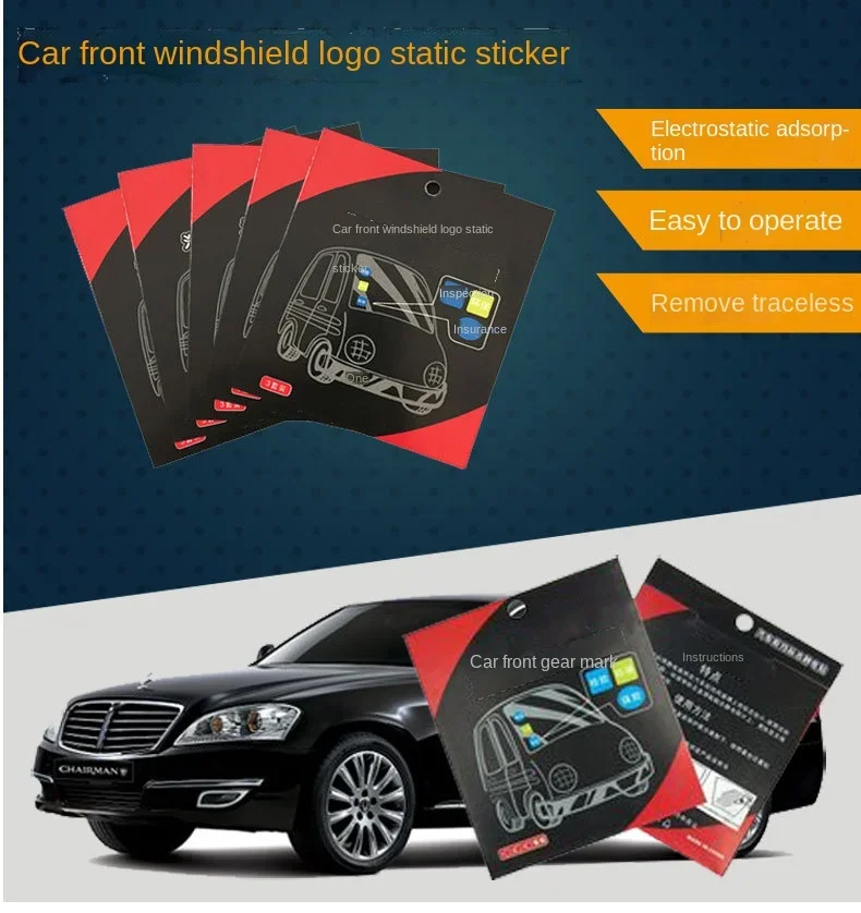 Gatuida Autocollants Statiques pour Pare-brise 12pcs Film Cling Épais pour Inspection Annuelle Voiture, Application Facile et Matériau Inoffensif