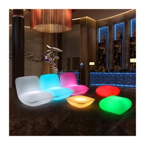 Contemporary LED Illuminated Outdoor Sofa Durable Portable Plastic Garden Furniture for Hotels and Apartments