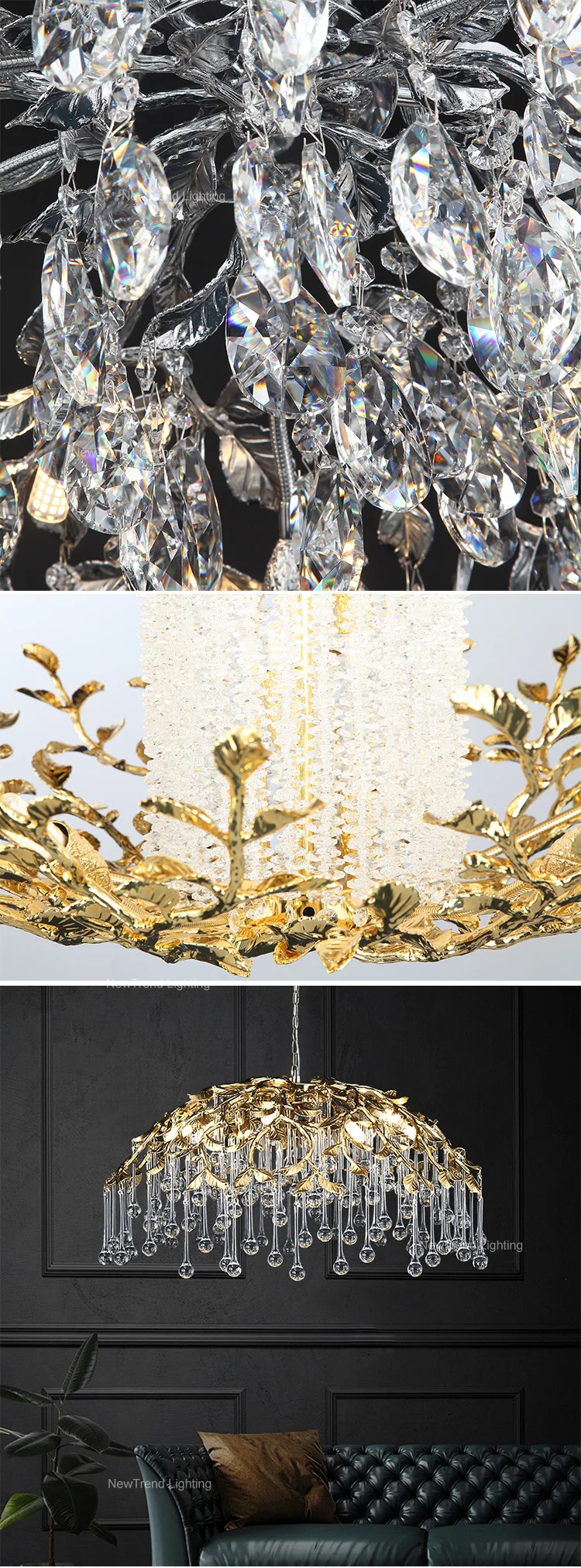 lc qm08 contemporary indoor decoration villa home living room dining aluminum crystal modern led branch chandelier-3