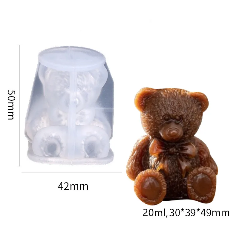 3D Teddy Bear Ice Molds Easy-Release Silicone Ice Cube Mold for Cocktail