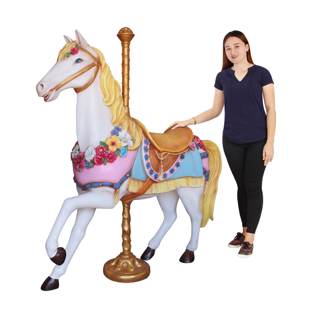 Life Size Carousel Horse Model Carousel Horse Fiberglass Prop for Shopping Mall Window Display