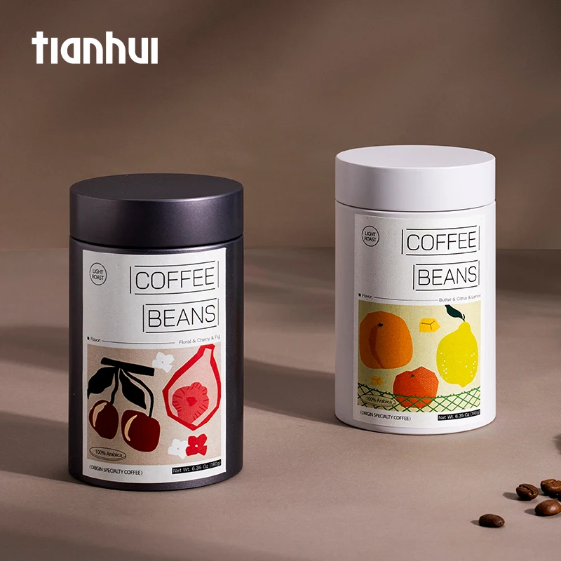 Tianhui Round Canister Airtight Tea Tin Can Food Grade Coffee Beans Packaging Gift Set