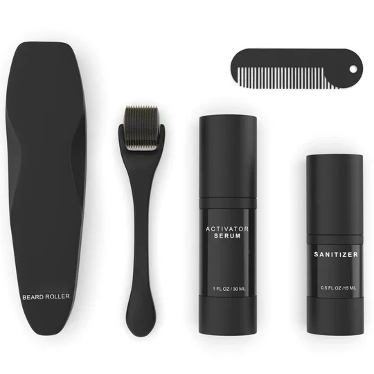 2025 Hot Sale Private Label 4PCS Premium Beard Kit for Men Grooming Care Beard Growth Kit With Beard Comb