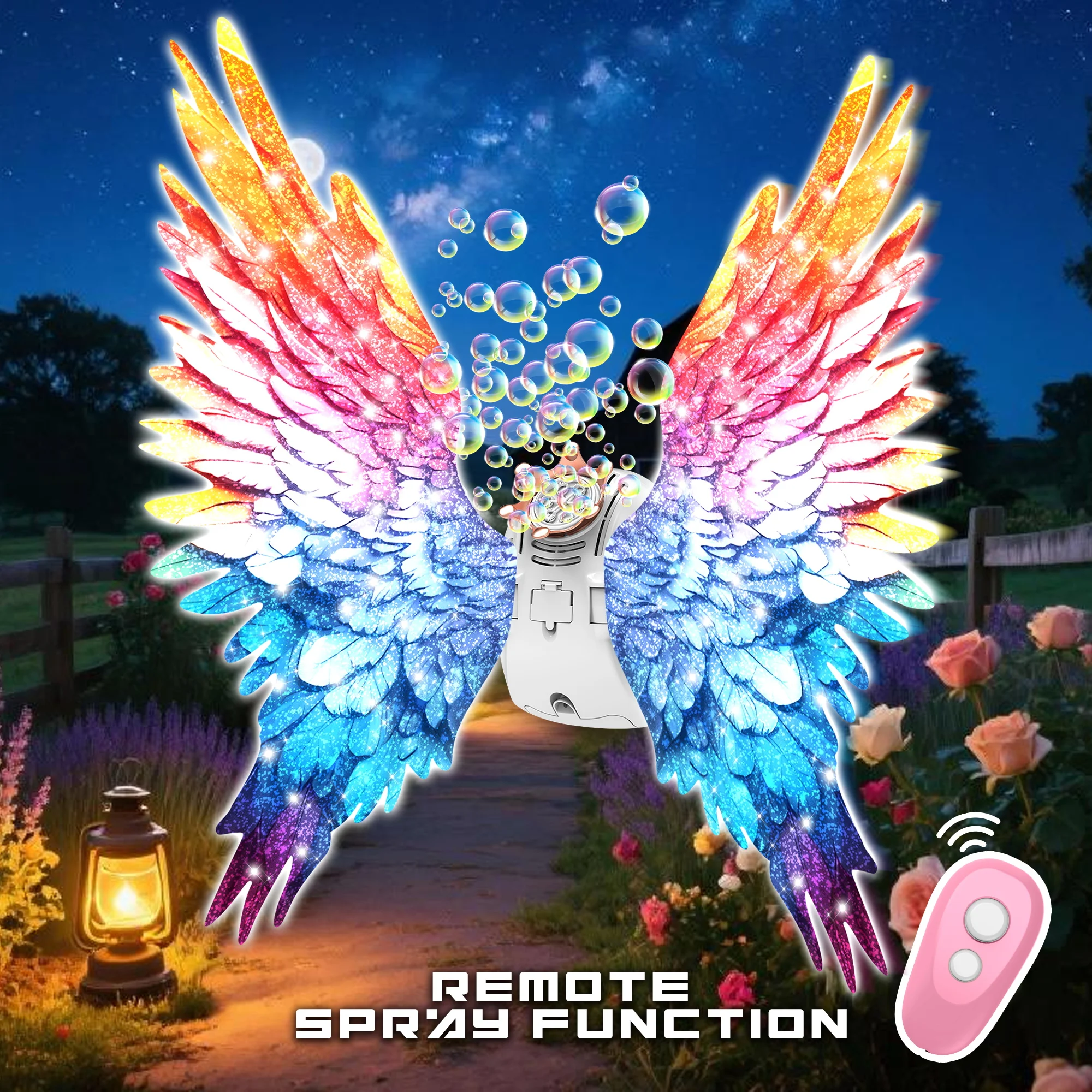 Butterfly Wings Electric Light Moving Music Angel Wings Kids Gift Birthday Party With Spray Can Blow Bubbles Toys