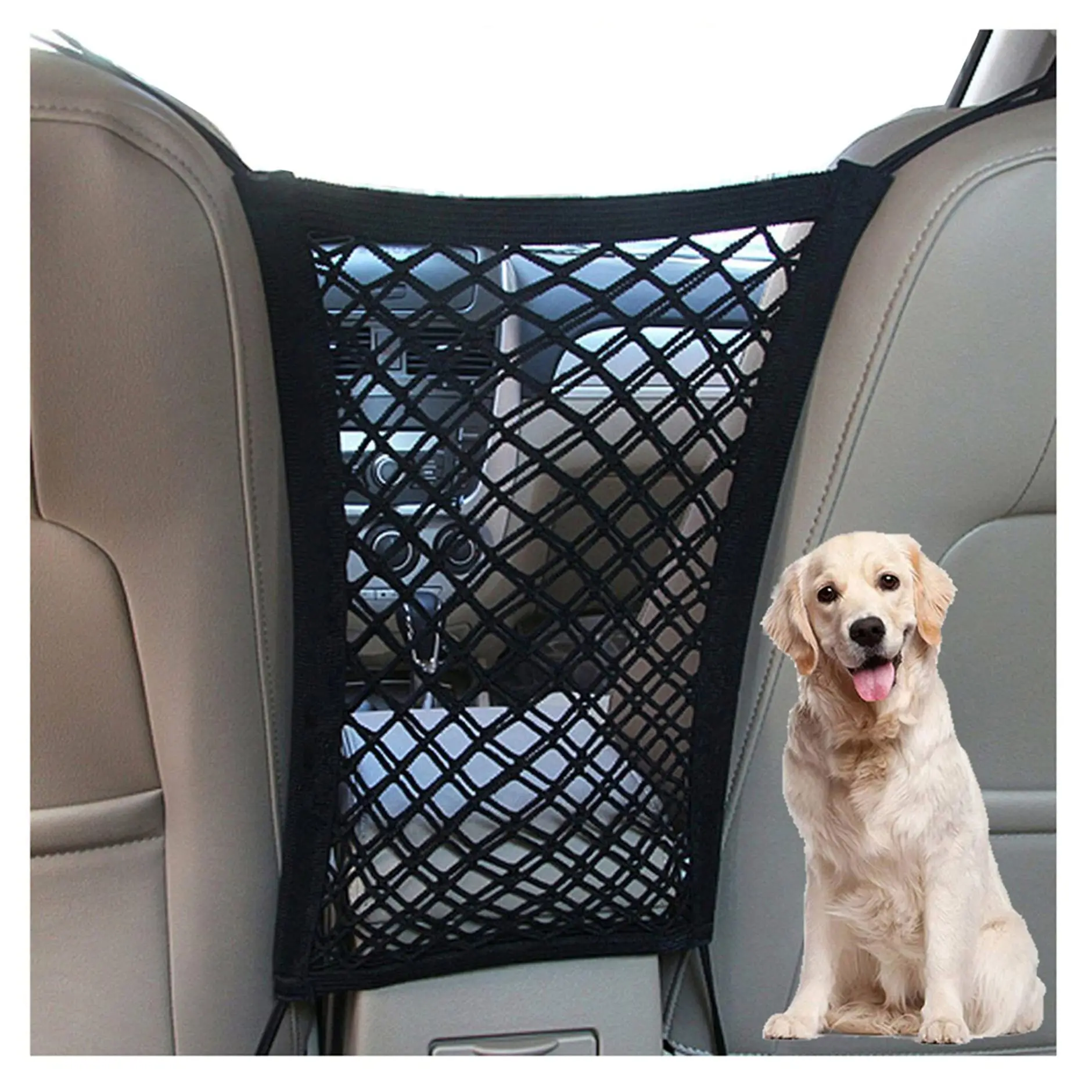 3-Layer Car Mesh Organizer, Strable Seat Back Net Bag, Barrier Of Backseat Pet Kids, Cargo Tissue Purse Holder, Driver Storage Netting Pouch