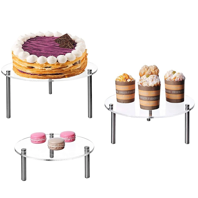 3 Tiers ACRYLIC Clear CAKE STAND Wedding Birthday Cupcake Display Cake Tower 