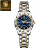 blue dial silver gold strap