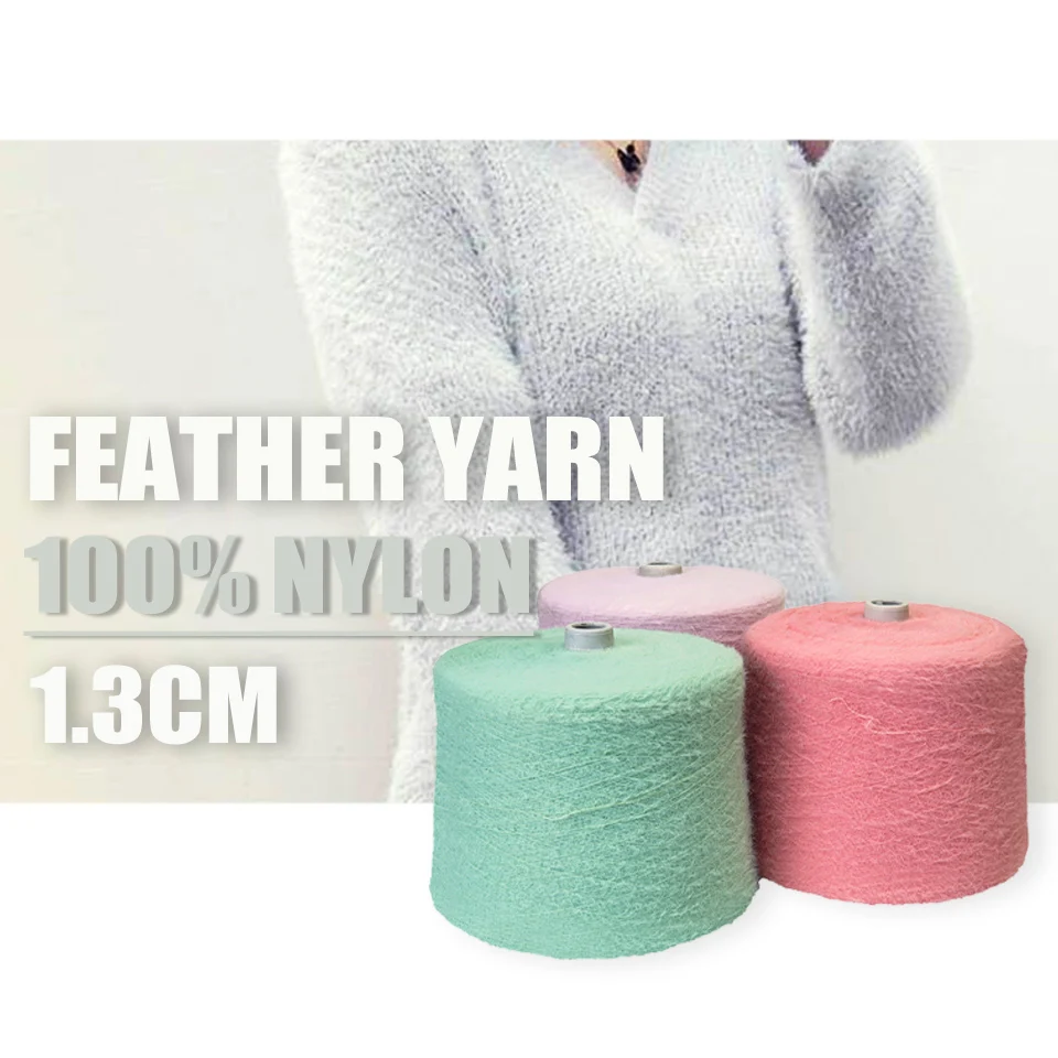 Ole wholesale 13NM 1.3cm furry 100% nylon feather yarn imitation mink hair yarn fancy sweater yarn for knitting