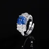 Anillo azul real con corte de flor de hielo de tamaño ajustable