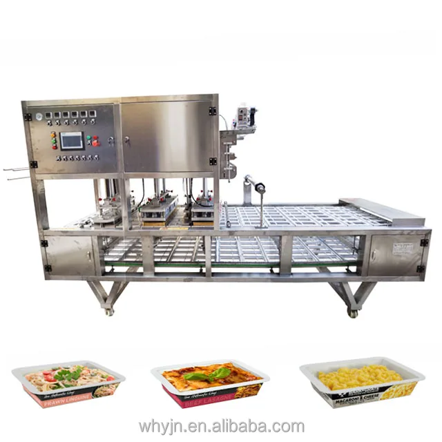 LG-F300 Automatic Fast Food Noodles Lunch Snack Plastic Aluminium Foil Tray Box Sealing Packaging Machine for Restaurant