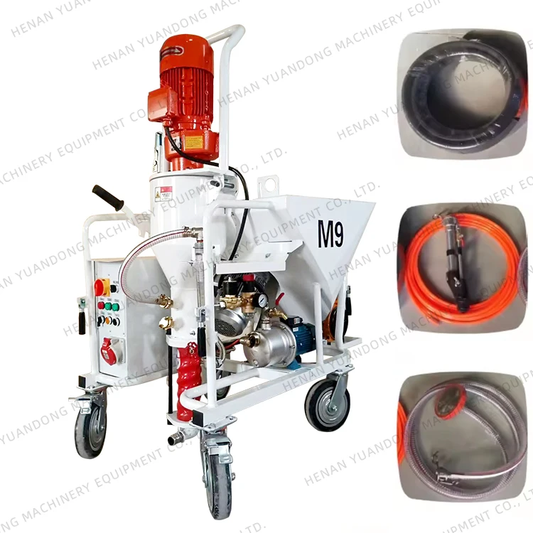 M6 Wall Putty Mortar Cement Plastering Machine 3kw Air Compressor Plaster Station M9 Gravel Gypsum Dry Powder Spraying Machine