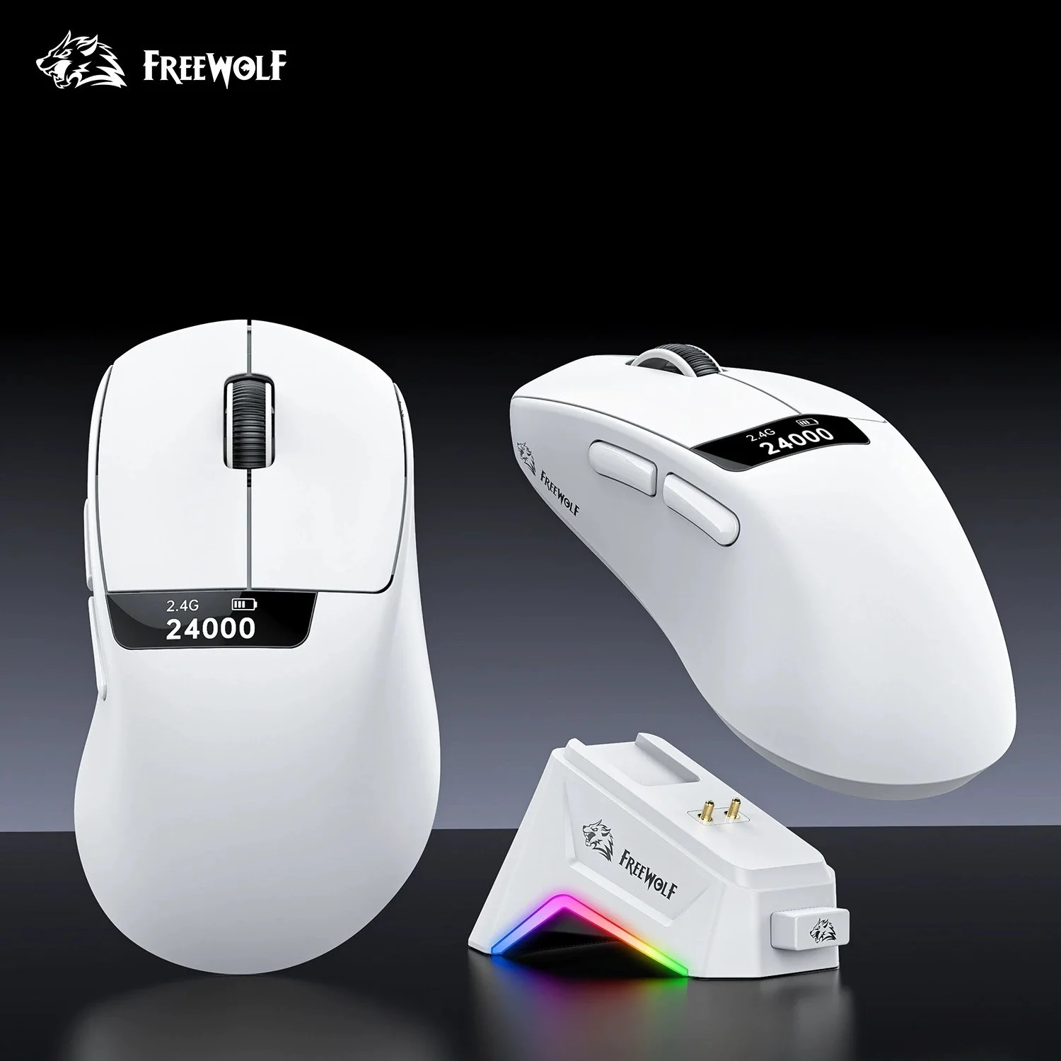 Freewolf A7 Lightweight Wireless Gaming Mouse - RGB, 3 Modes