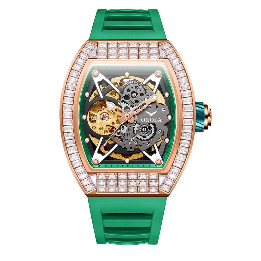 ONOLA 3838F Men's Automatic Watch with Arabic Numerals, Rubber