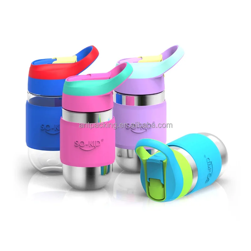 Anti Scalding Children's Stainless Steel Water Bottle Straw 500ml Thermal Insulation Eco-Friendly Outdoor Sports Water Cup Lids