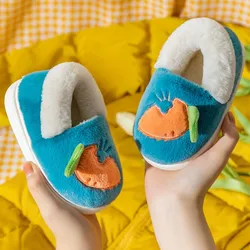 Зимние Детские домашние тапочки, Детская Хлопковая обувь с морковкой, плюшевые теплые тапочки для девочек, домашние тапочки для детей