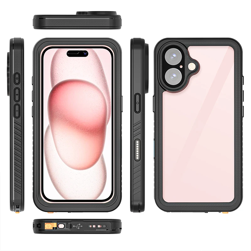 IP68 waterdichte TPU-hoes voor iPhone en 16 Plus, inclusief draagkoord._voghion.com