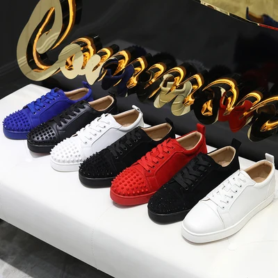 Fashion Designer Mens Women Sneakers Spikes Red Bottoms Real