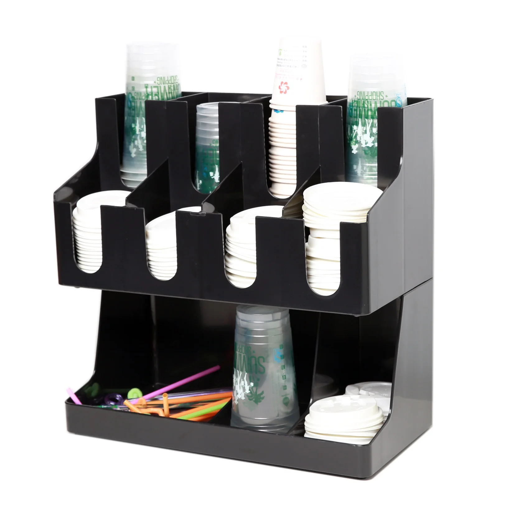 Paper Cup and Lid Holder Dispenser Organizer Drink Coffee Shop Counter Display 