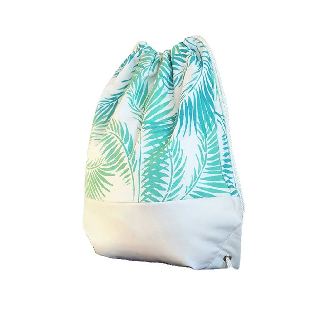 Custom LOGO blank advertising pocket folding ins students with diy perforated backpack canvas bag