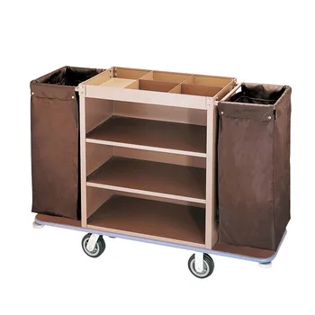 Stainless steel housekeeping cart for hotels used for guest room service hotel work and cleaning