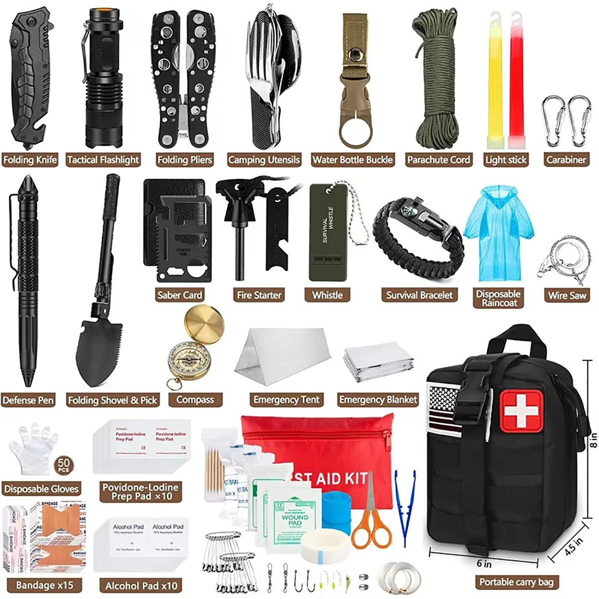 Professional Tactical Molle bag Survival Gear Tool Emergency Survival Kit and First Aid Kit Emergency Tent Earthquake Camping supplier