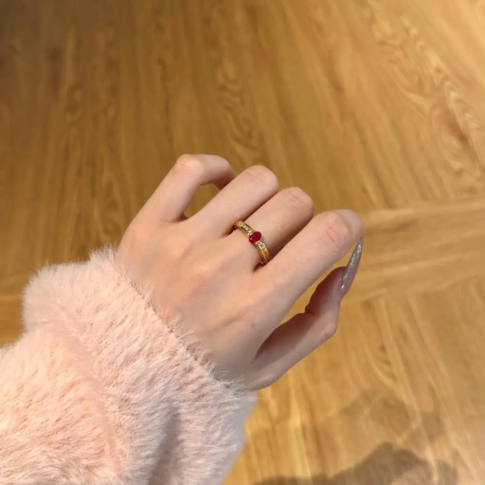 KAKODIY 22K Gold Plated Luxurious Ruby Women's Fine Jewelry Ring Engagement 925 Sterling Silver Ring detail 1